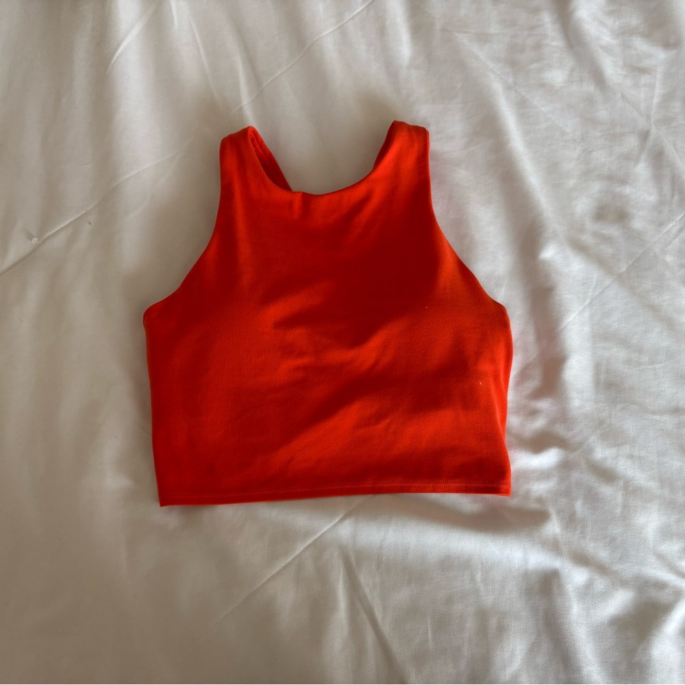 Athleta Red Sleeveless Fitted Crop Tank Top